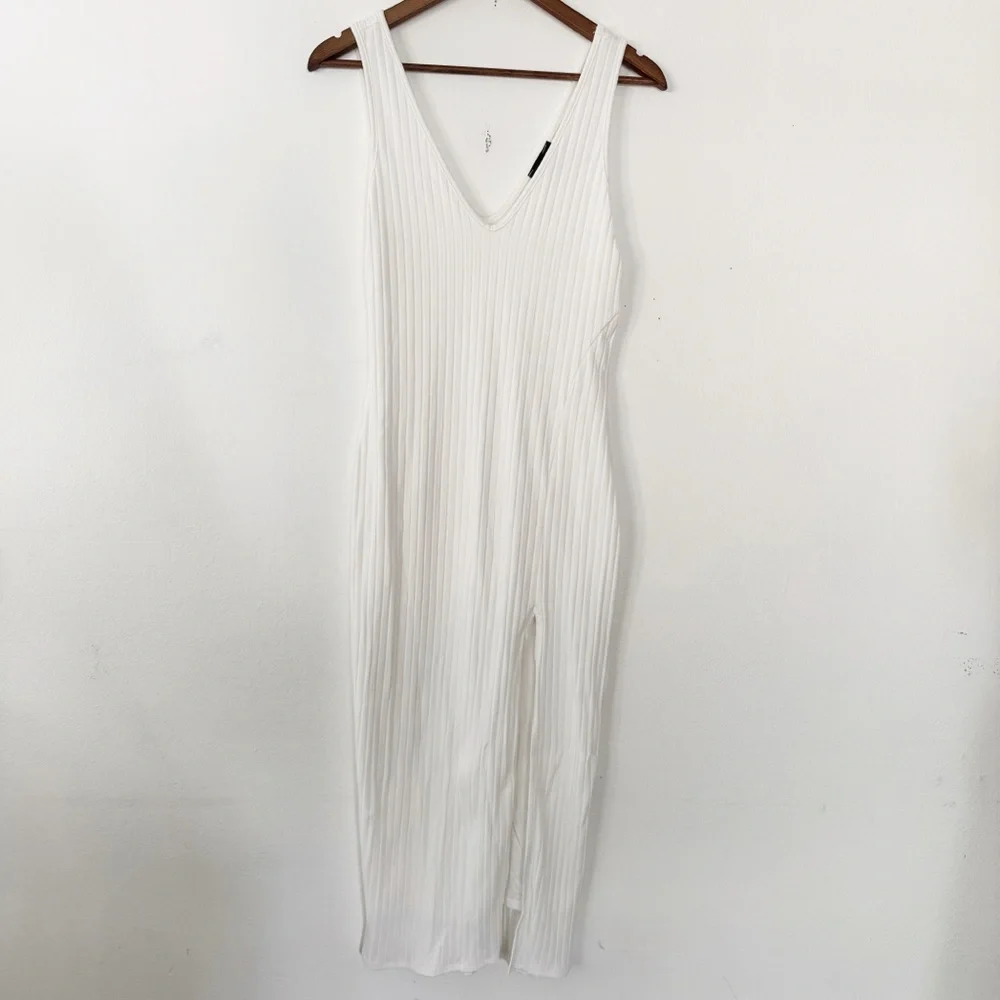 Vici White Ribbed Knit dress medium - Picture 2 of 5